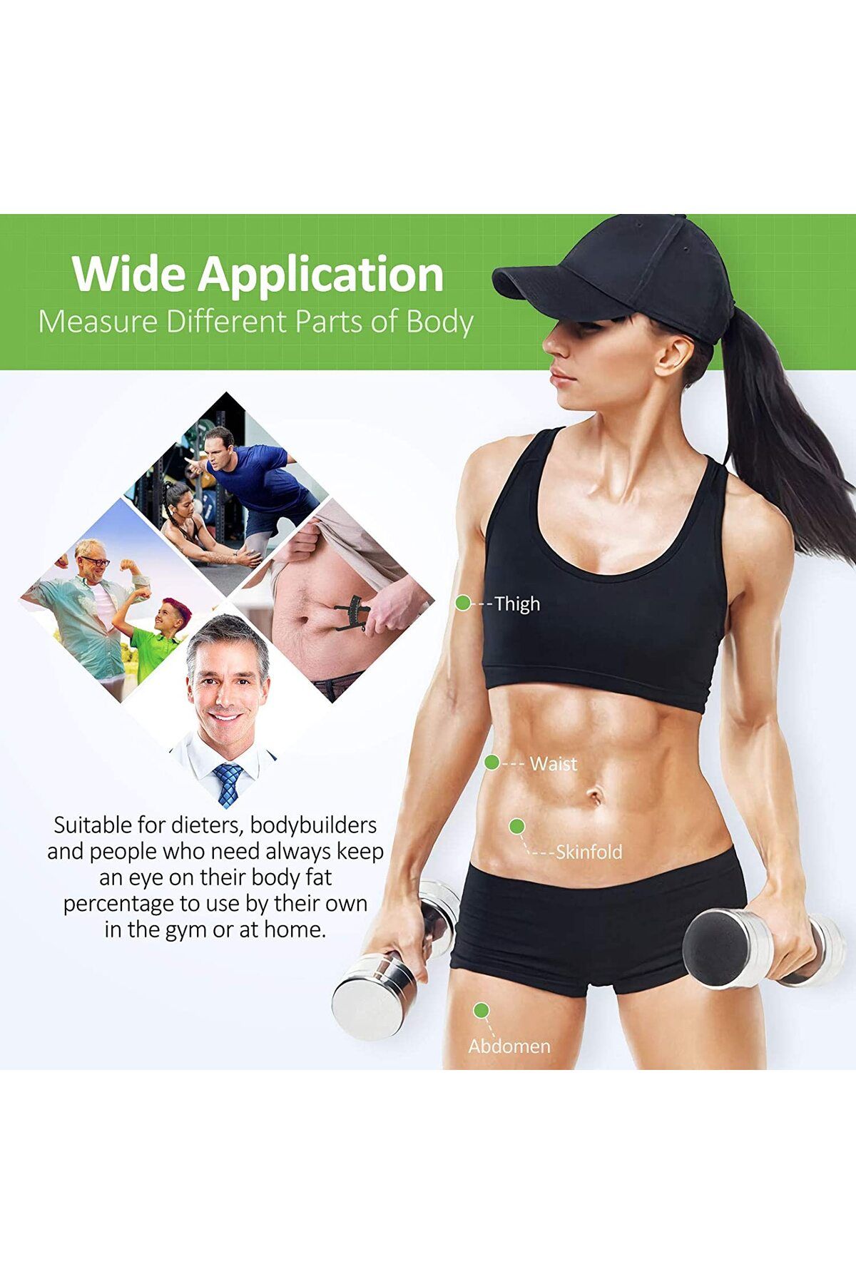 LPPCOLTD-Body Fat Caliper Fat Measure Clipper Combo with Body Fat Percentage Measure Chart Measuring Body ... 3