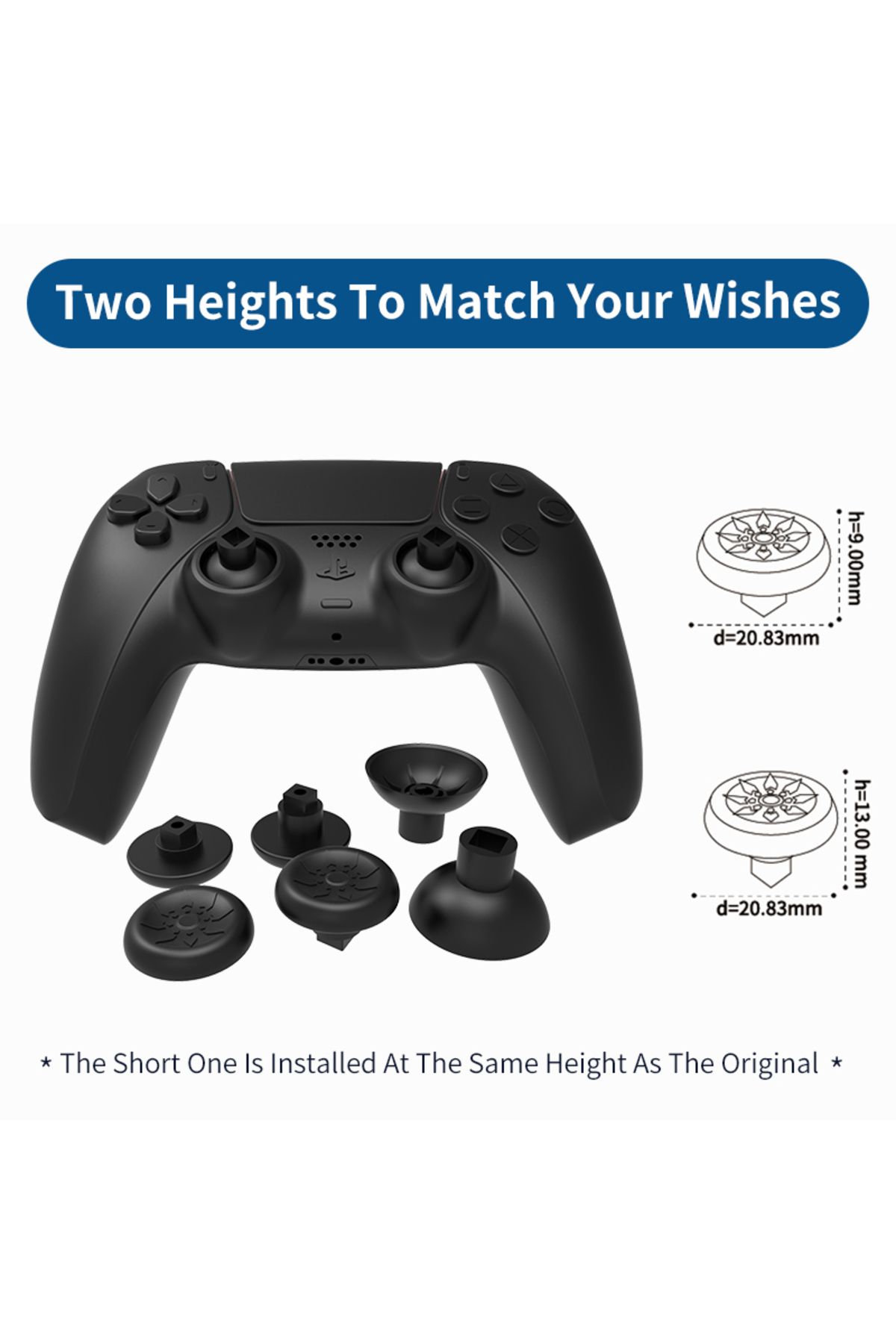 TOYILUYA-6 in1Black Plastic Rocker Replacement Analog Stick Joystick Thumbsticks Button for PS5 Gamepad Co... 3