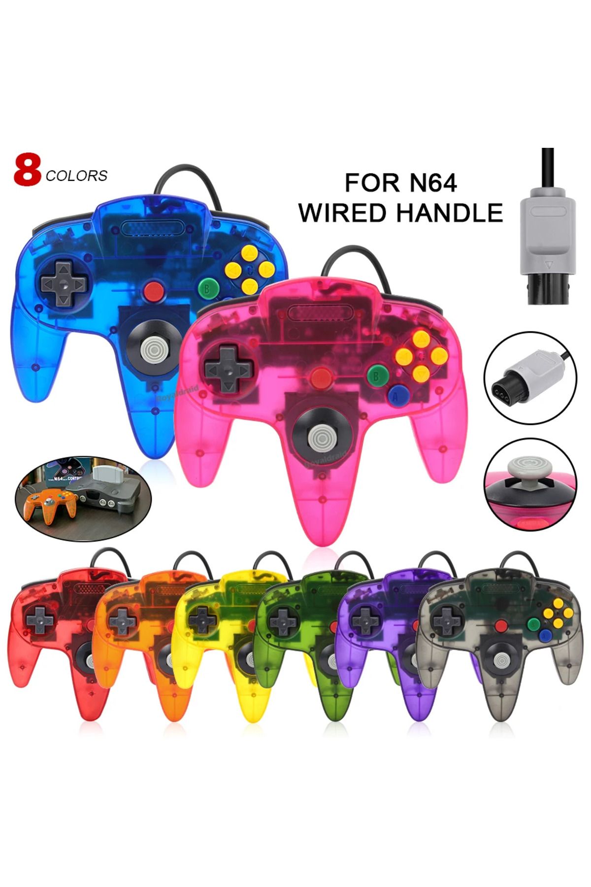 HeroAngel-8 Colors Wired Gamepad for Nintend N64 Console Control for N64 Classic Joystick Retro Game Consol... 8