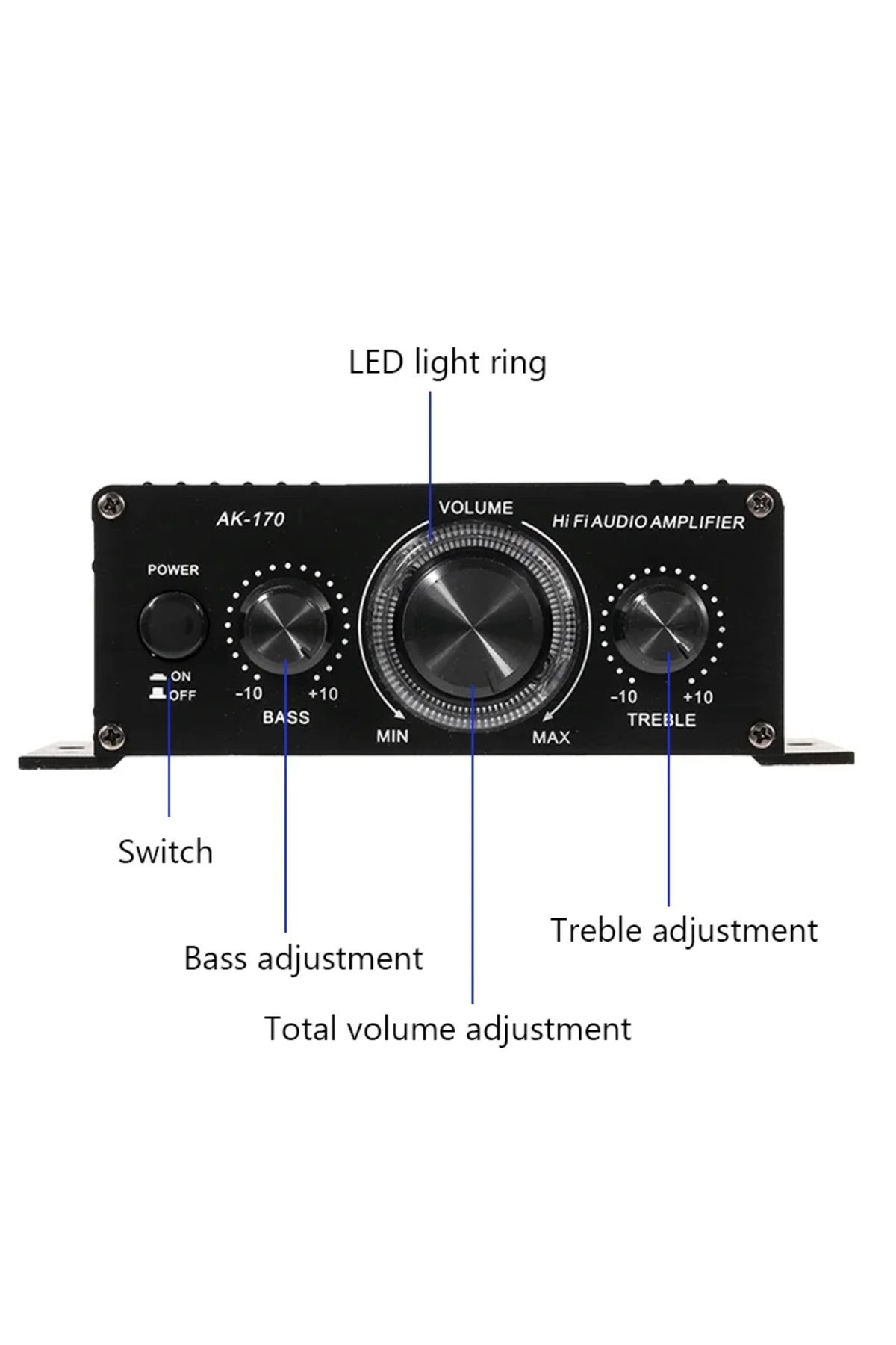 luxuglow-AK170 Mini Digital Power Audio Car Amplifier Blue Light Stereo Audio Amplifier for Home Theater C... 5