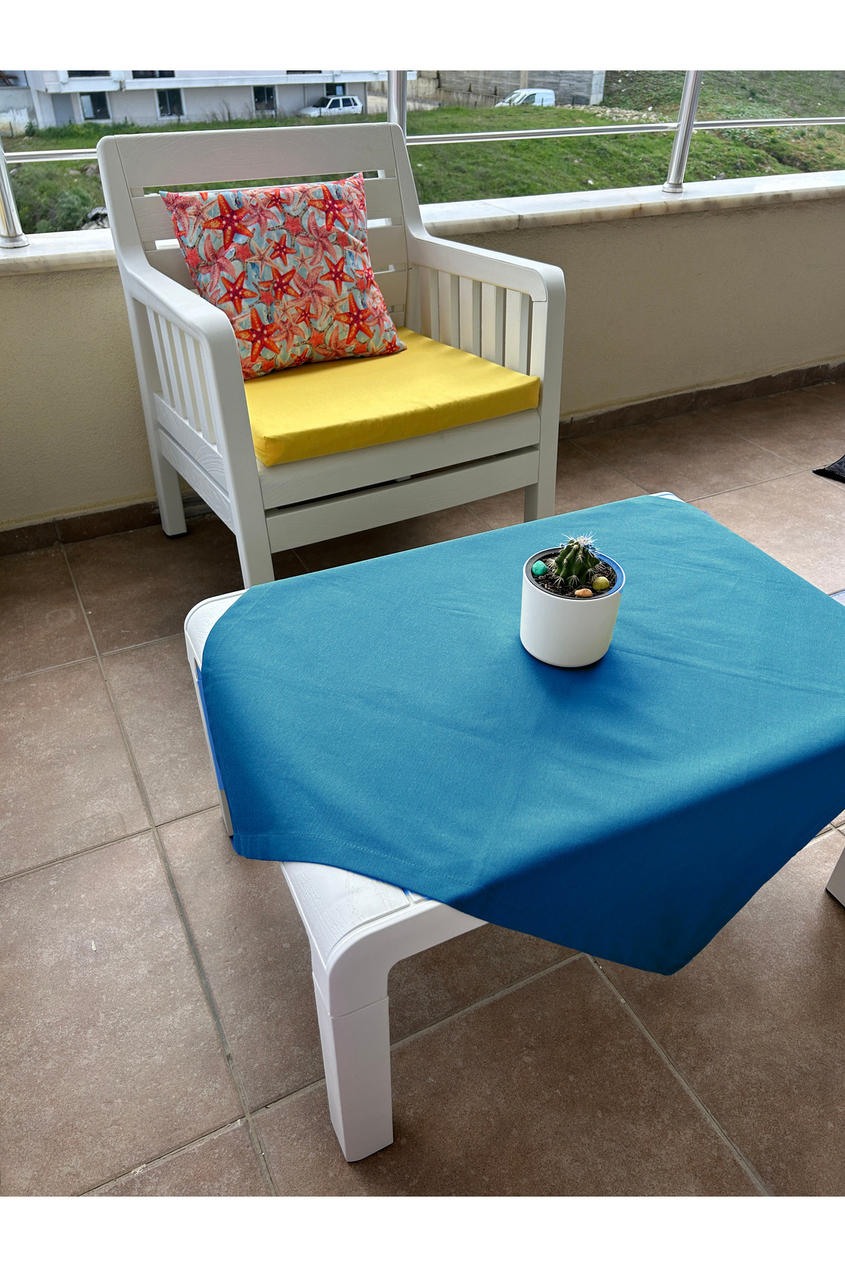 Liquid Proof Worry-Free Cotton Linen Square Tablecloth 80cm x 80cm