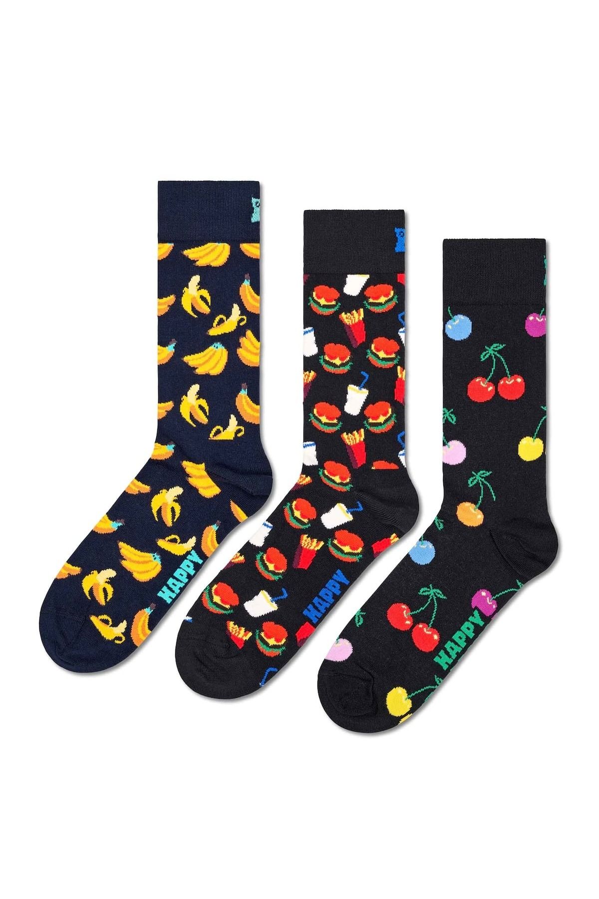 Happy Socks-Unisex Socken, 3er Pack - Classic, Muster, Baumwollmischung, gemischte Farben 5