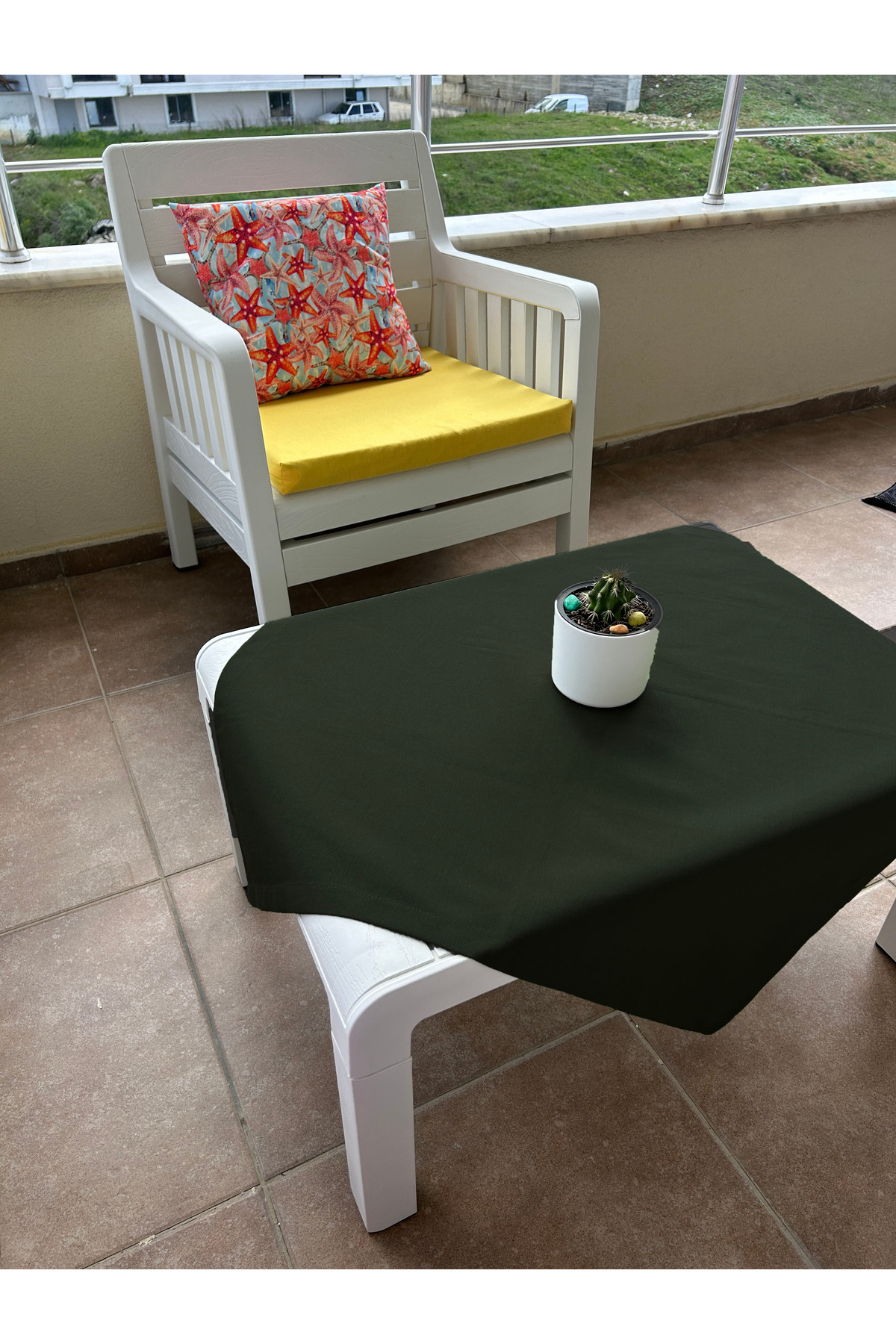 Liquid Proof Worry-Free Cotton Linen Square Tablecloth 80cm x 80cm