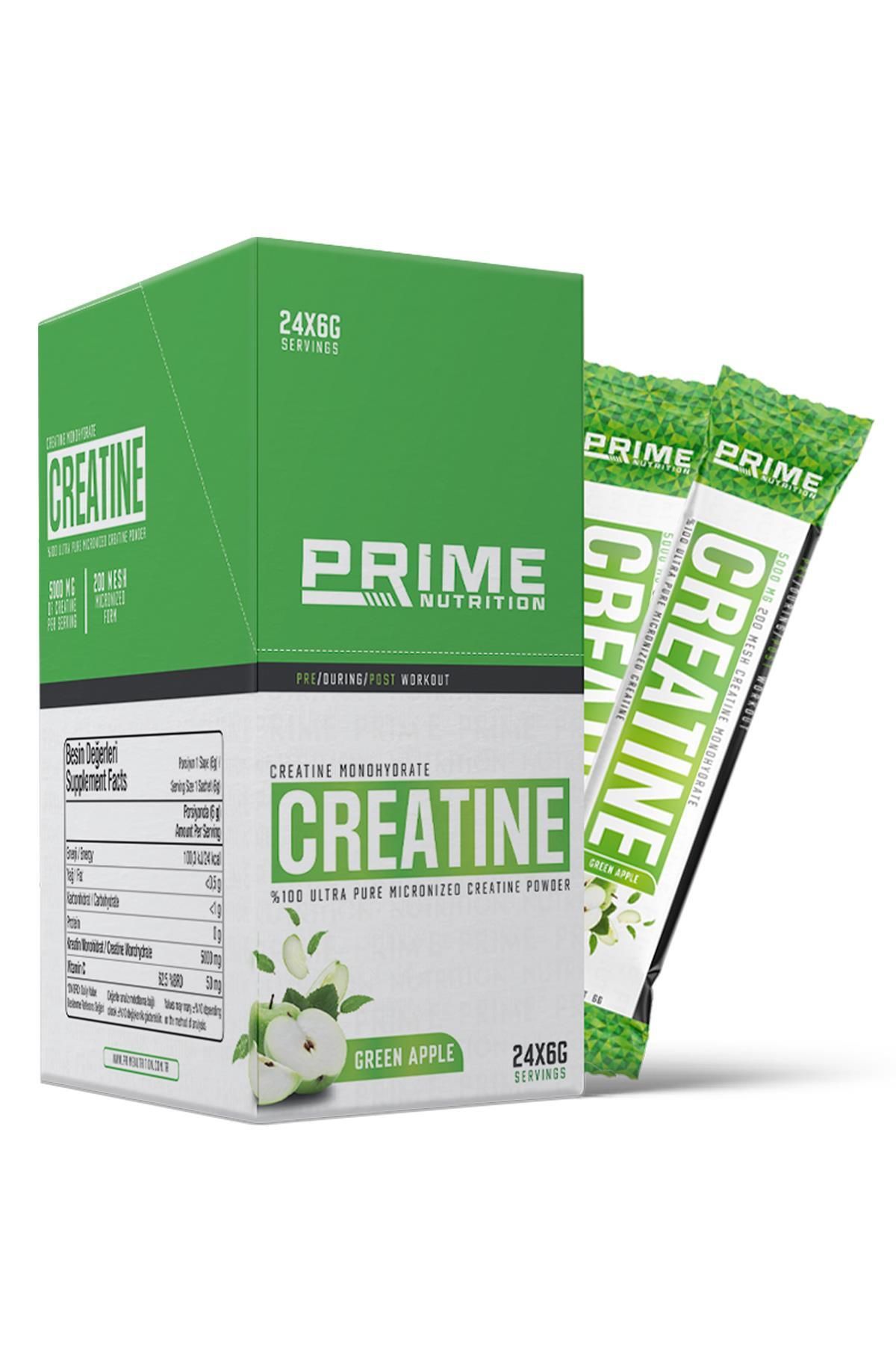 Prime Nutrition Creatine 24 Saşe x 6 gram Yeşil Elma - Kreatin Monohidrat %100 Mikronize ( Tek Kulla