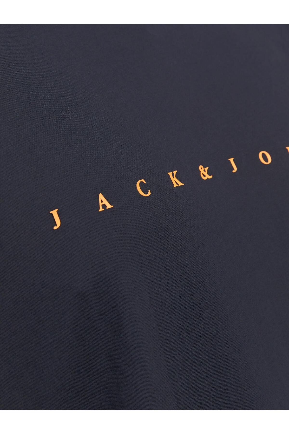 تیشرت مردانه آبی سرمه ای جک اند جونز | 4YETSBS35803 اورجینال - تصویر 5
