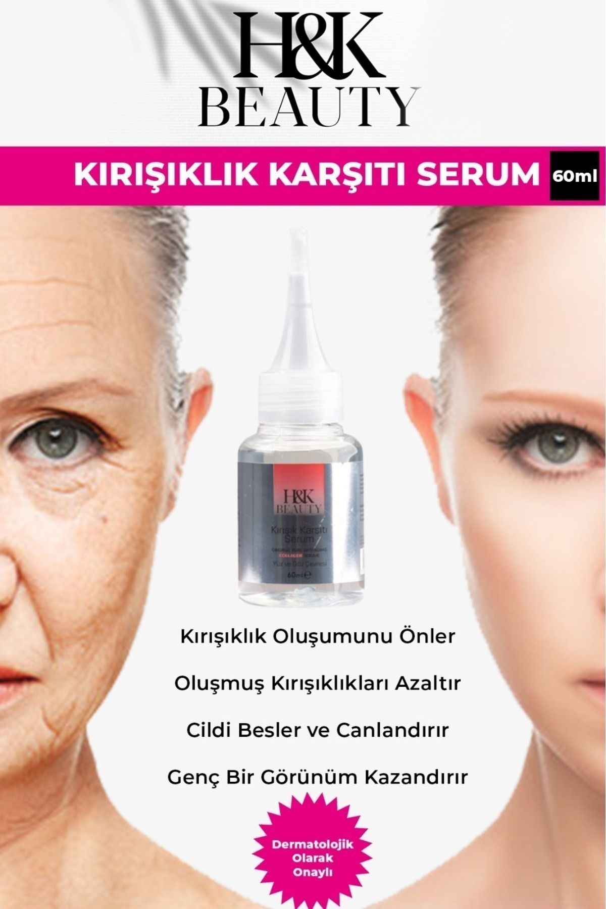 H&K Beauty Dolgunlastirici Botox Etkili Kirisiklik, Ince Çizgi Sarkmalar Karst Kolajen Serum 60ml