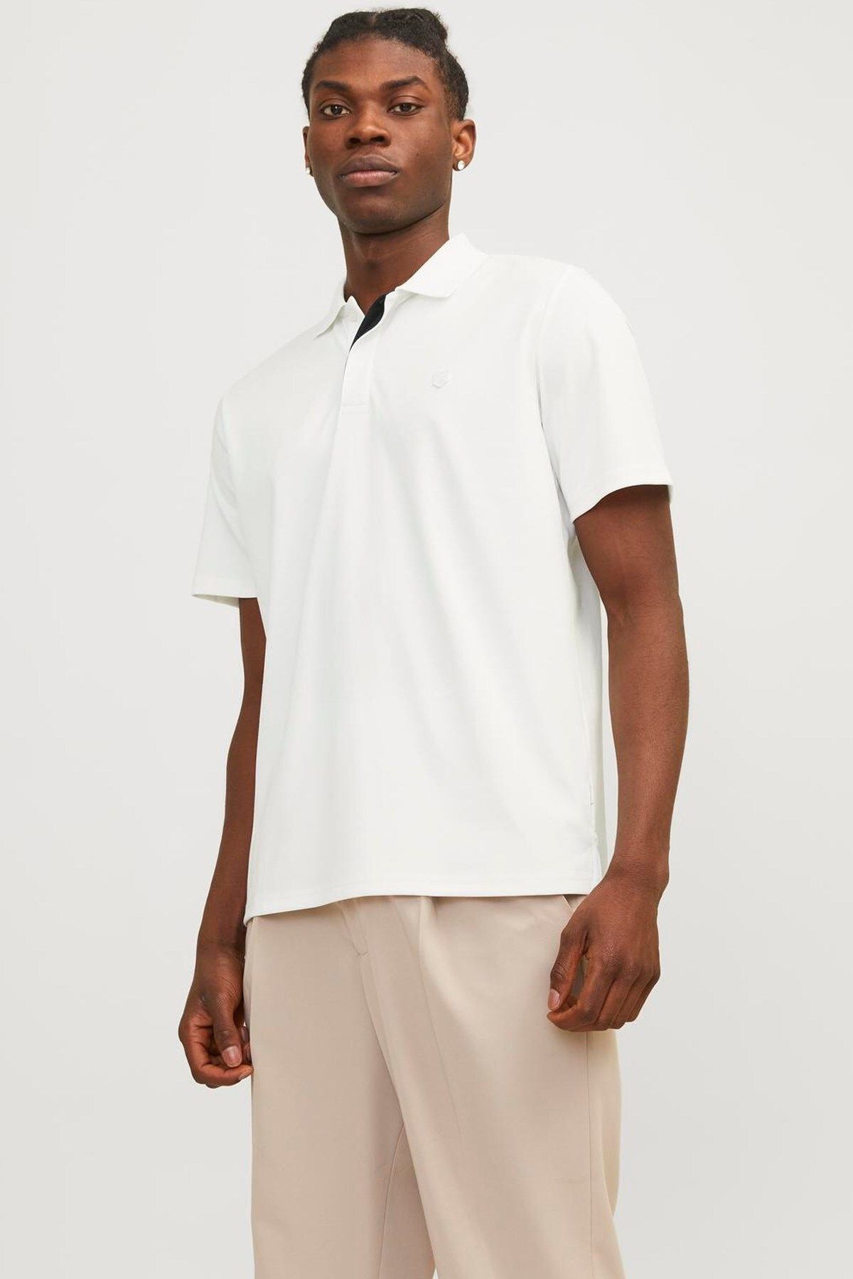 تی شرت یقه پولو سفید مردانه POLO YAKA T اورجینال Jack Jones Jack & Jones