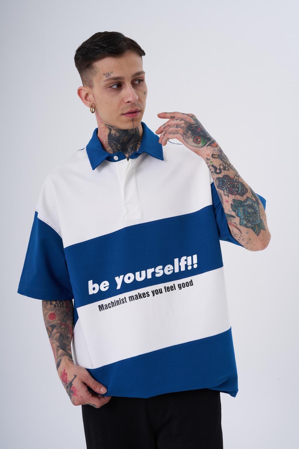 تیشرت سبز بنزینی یقه پولو مردانه Be Yourself