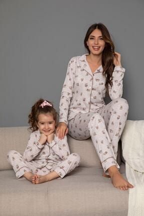 Pamuklu Likrali Biyeli Düğmeli Pijama Takım 20258012