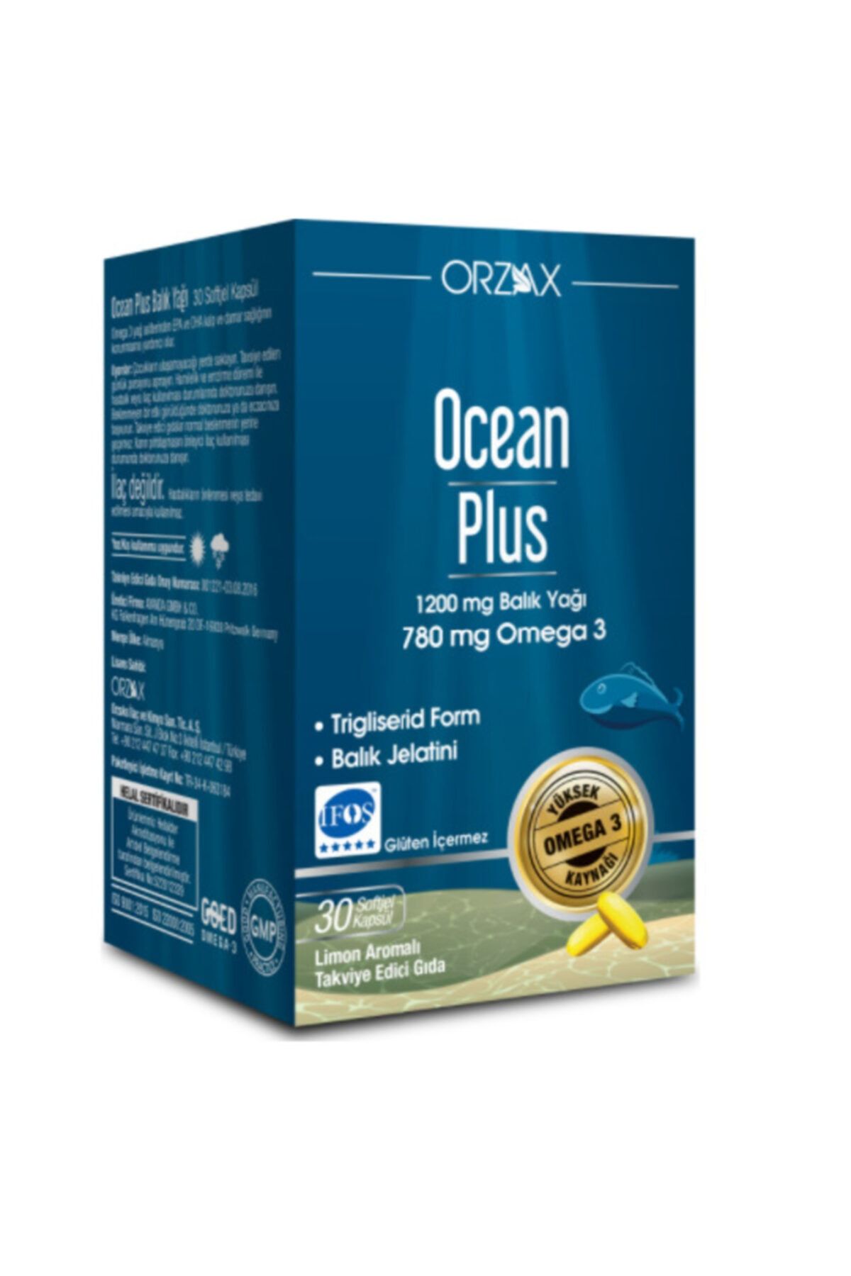 Ocean Plus 1200 мг рыбьего жира со вкусом лимона, 30 капсул ABDJNV89