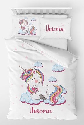 Homamia Beyaz Tek Kisilik Nevresim Takimi Unicorn Ve Balerin Trendyol