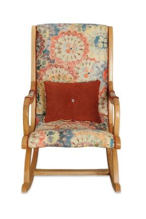 Rustik Naturel Çiçekli Sallanan Sandalye Dinlenme Emzirme Baba Tv Okuma Uzanma Koltuğu Berjer RPS