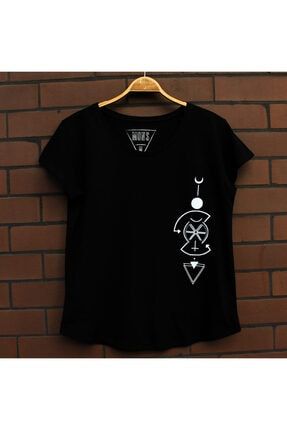 Kadın Siyah Baskılı T-Shirt DAMGASK2020