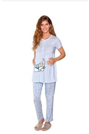 898 Kadın Hamile Lohusa Pijama Takımı Mavi P-0000000015750