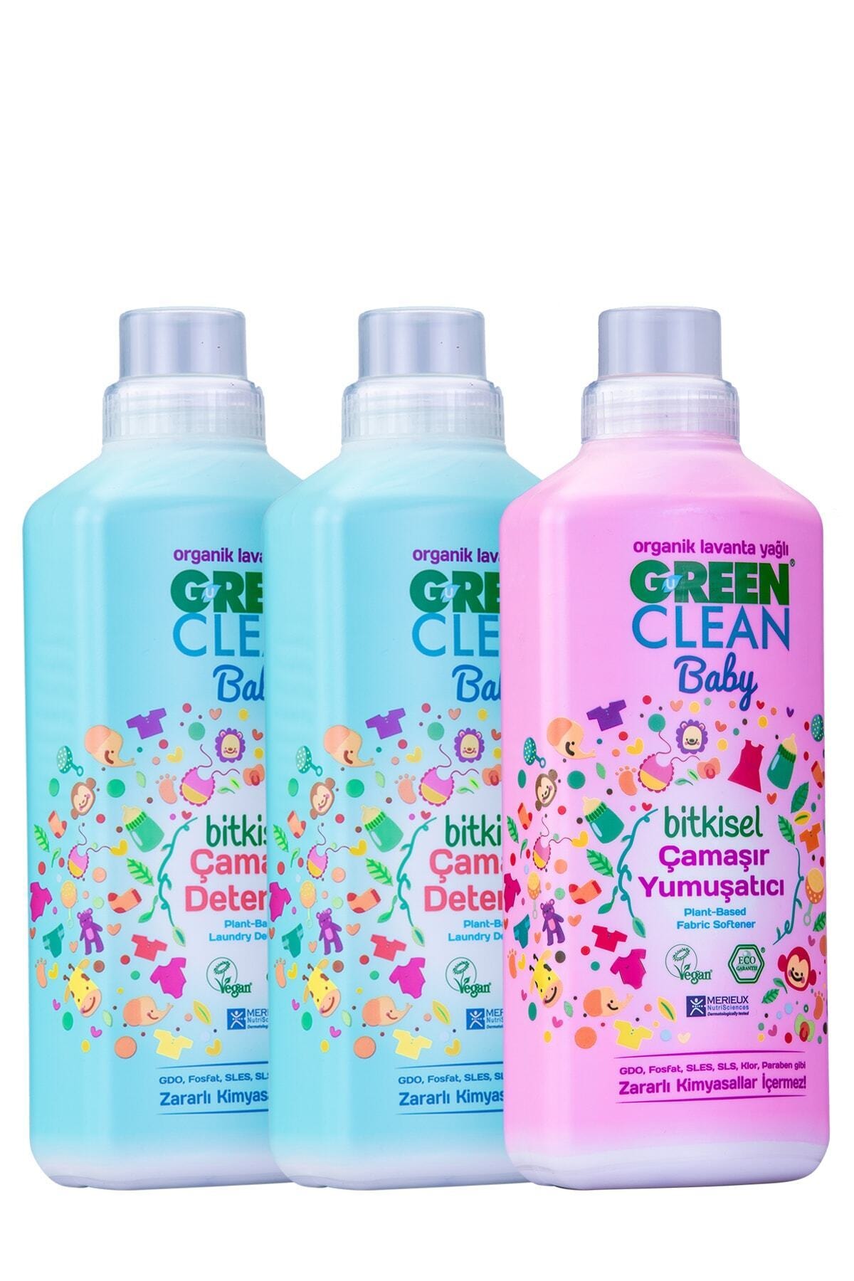 Green Clean Baby Çamaşır Deterjanı 1 lt. + Çamaşır Deterjanı 1 lt + Yumuşatıcı 1 lt. 3'lü Set