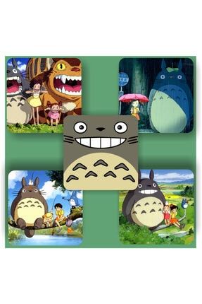 5 li Komşum Totoro Miyazaki Ahşap Bardak Altlığı ca1