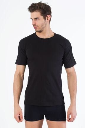 Siyah Pamuklu Yuvarlak Yaka Kısa Kol T-Shirt 768