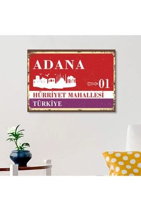 Adana Tabelası Ahşap Retro Poster 17,5x27,5 Cm f012rmn700000801