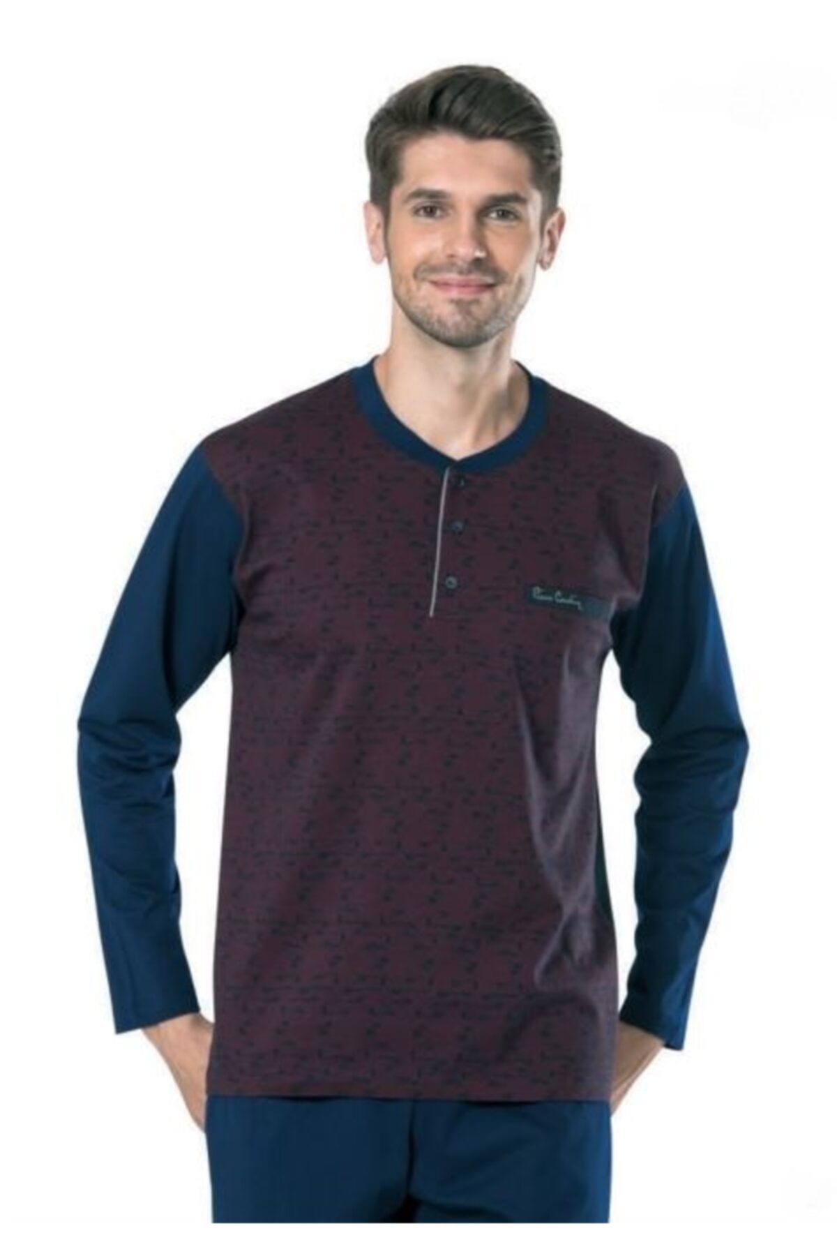 ست پیژامه قرمز مردانه لباس خواب Jacquard 5429 Claret Red Pierre Cardin