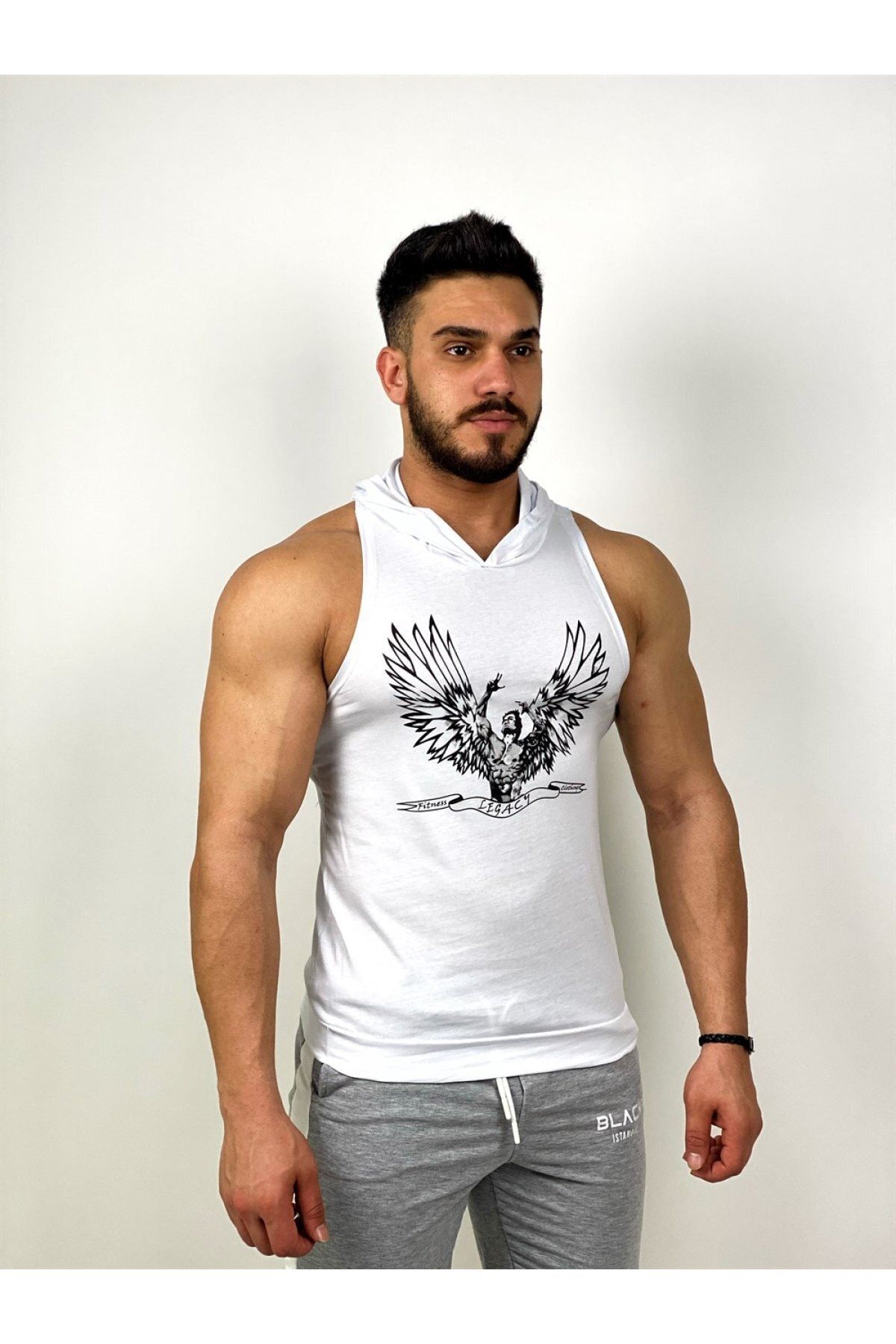 BLACK-- Zyzz Hooded Fitness Undershirt 2