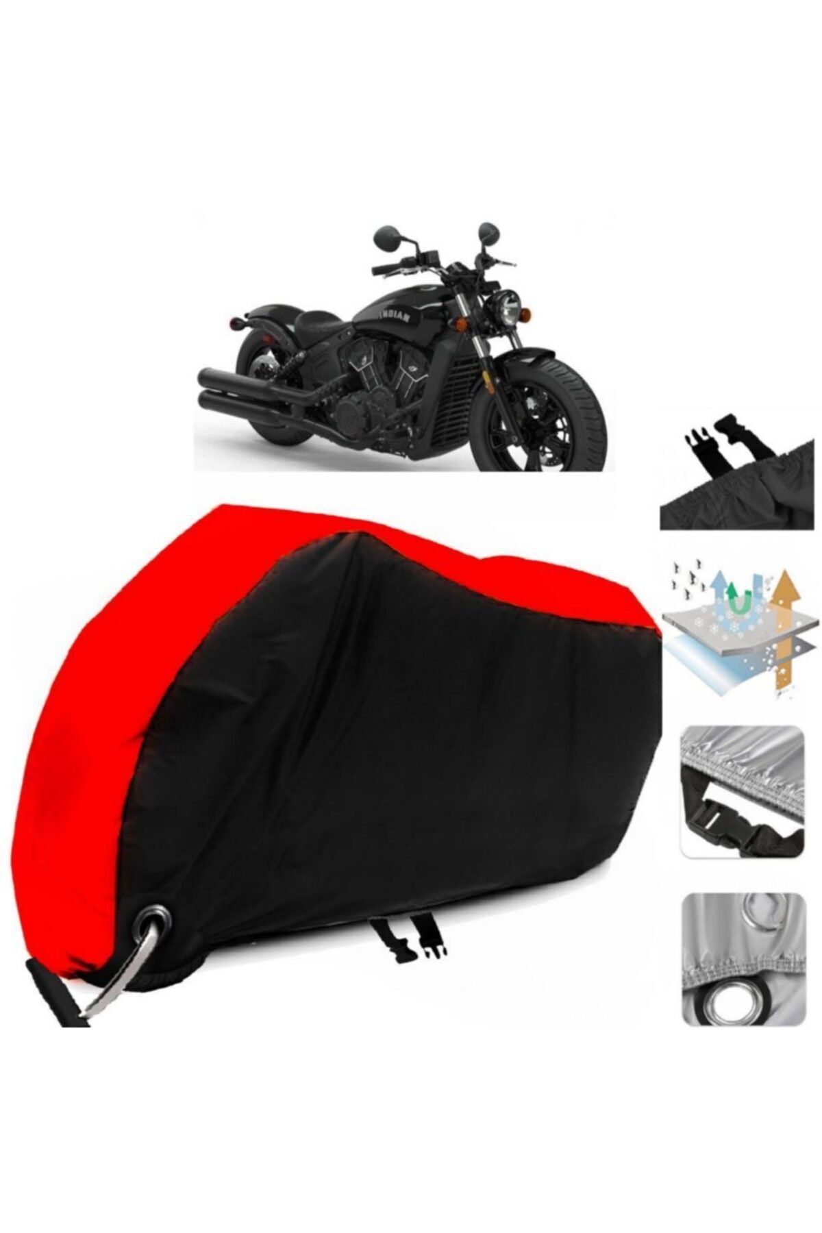 CoverPlus Indian Scout Motorcycle Cover Red black link Lock