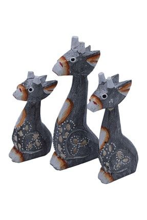 Üçlü Zürafa Seti, Ahşap Biblo, Dekoratif Hediye, El Yapımı 6004094