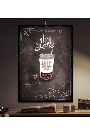 Iced Latte Kahve Cafe Tasarım 35x50cm Hediyelik Dekoratif 8mm Ahşap Tablo Trendyol-1-41-43