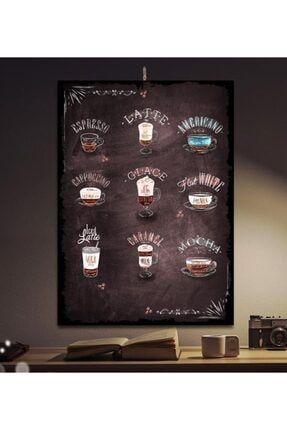 Kahve Tipleri Kahve Cafe Tasarım 50x70cm Hediyelik Dekoratif 8mm Ahşap Tablo Trendyol-1-4-14