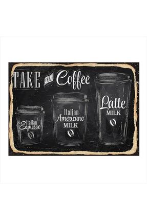 Ahşap Tablo Take Away Coffee 50cm X 70cm yatık-12517-50-70
