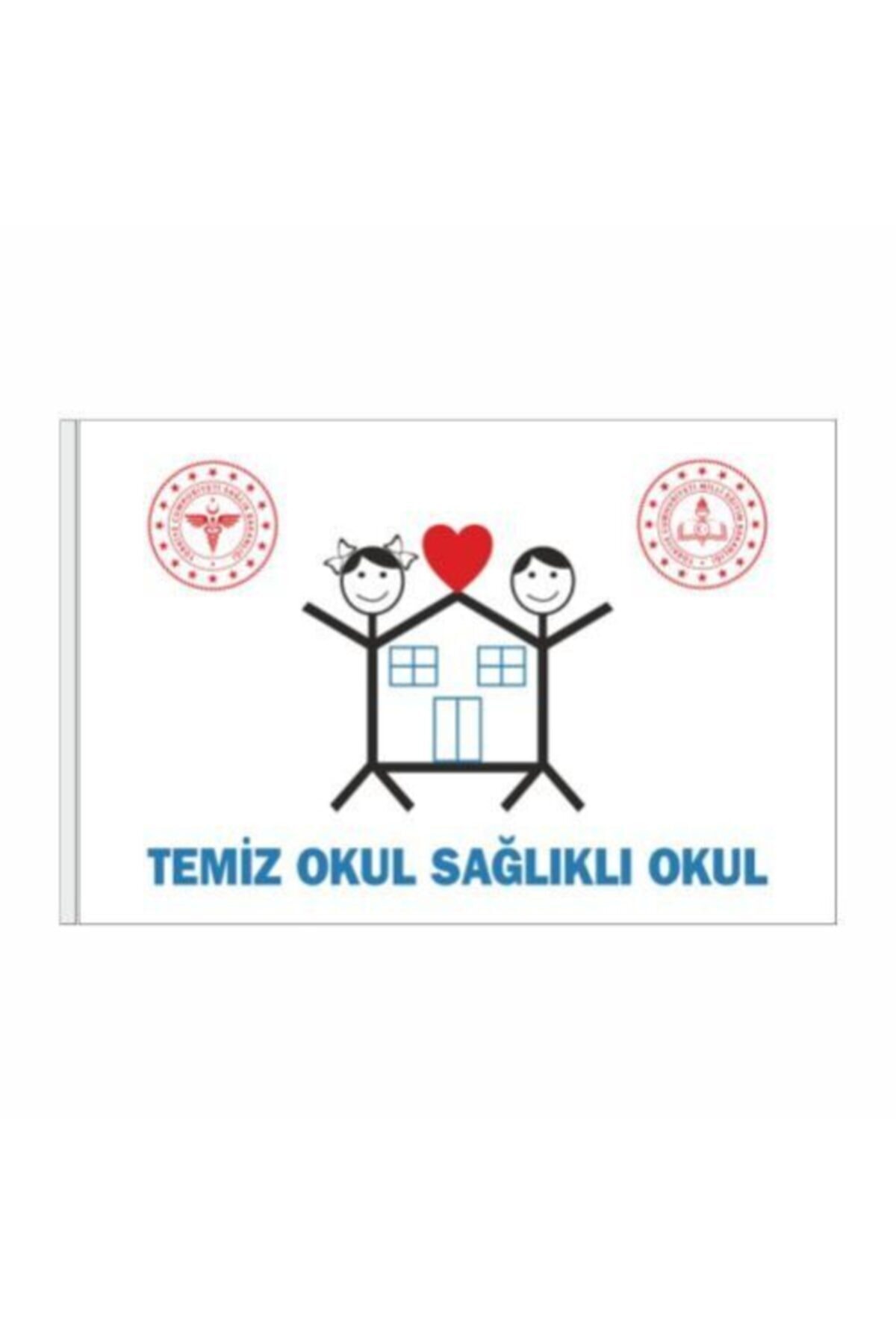 Genel Markalar Sağlıklı ve Temiz Okul Bayrağı 100x150cm, Okul Dekorasyonu ve Etkinlik Bayrağı