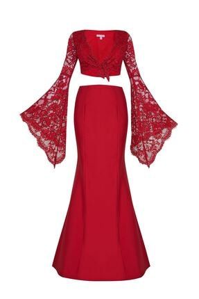 Kadın Kırmızı Abiye & Mezuniyet Elbisesi Marsilya 50104