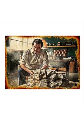 Ahşap Tablo Pablo Escobar Serveti 50cm x 70cm yatık-14112-50-70