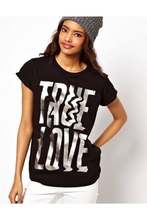 Tshirt Foil True Love Print Gri FoilTrue