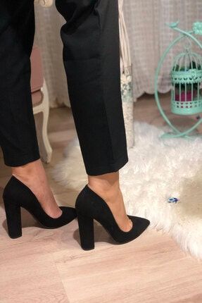 Kadın Siyah Stiletto Kalın Topuklu Ayakkabı TWS-015K-01