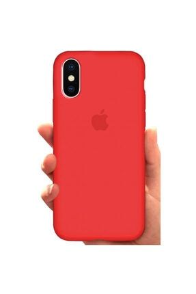 Apple Iphone X Xs Logolu Silikon Lansman Kılıf Iç Yüzeyi Kadife Kırmızı IPX-LANSMAN