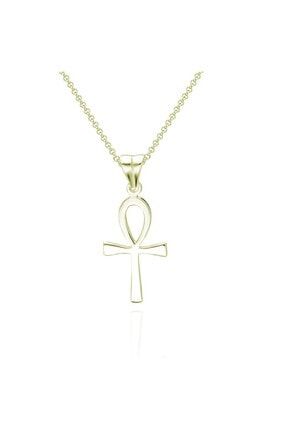 925 Ayar Gümüş Tokyo Nil Anahtarı Ankh Unisex Kolye Gold Renk EK-TK-0002