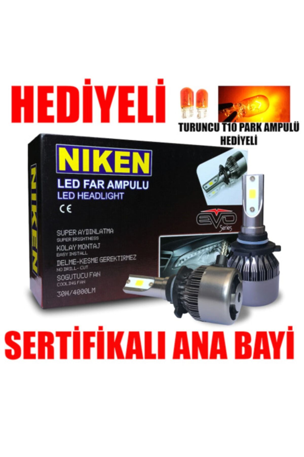 Niken Xenon LED Phare Ampoule H4 lumière blanche