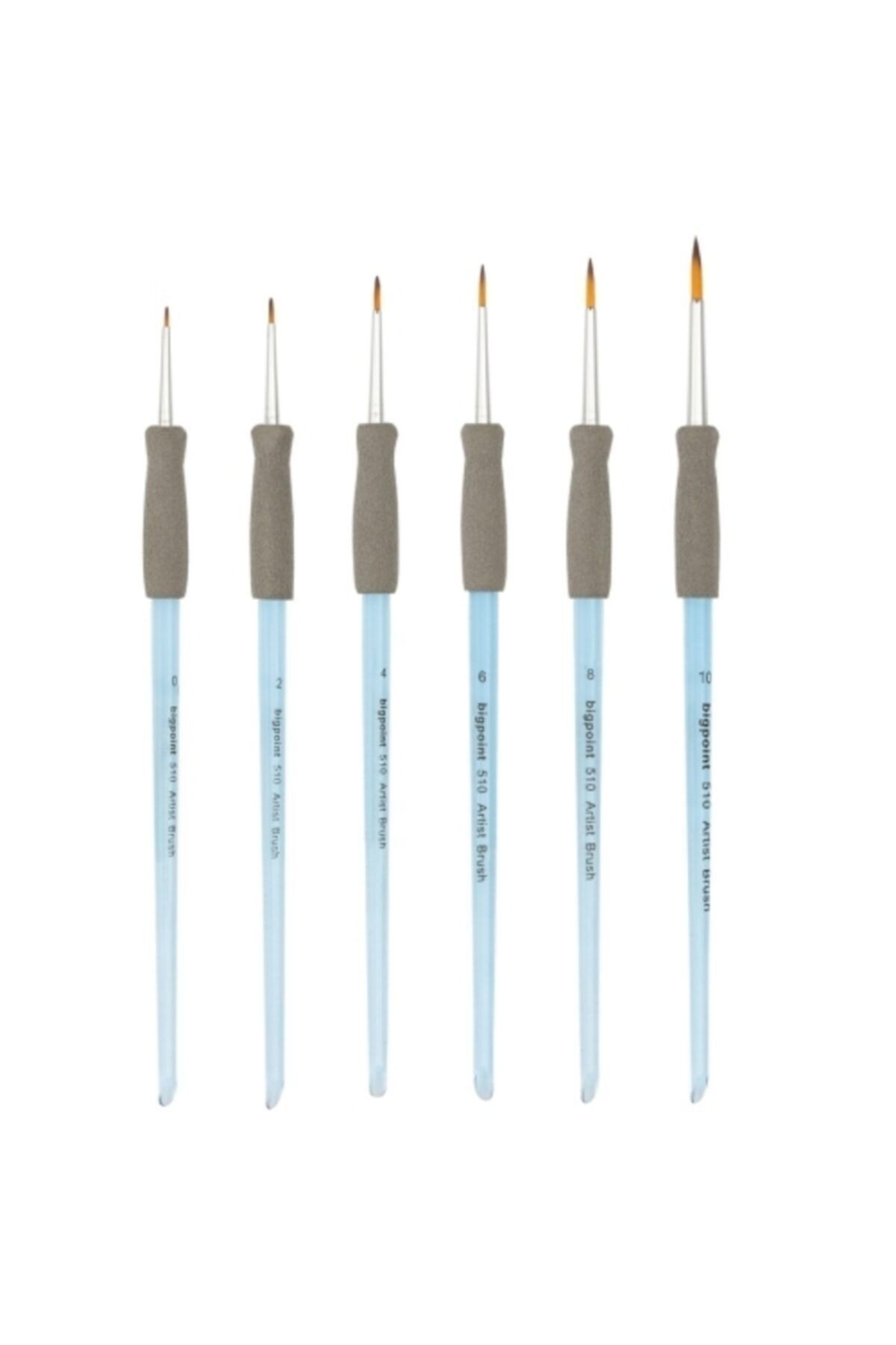 Bigpoint-510 Series Synthetic Bristle Acrylic Handle Round Brush No: 0-2-4-6-8-10 (Set of 6) 1 Set 1