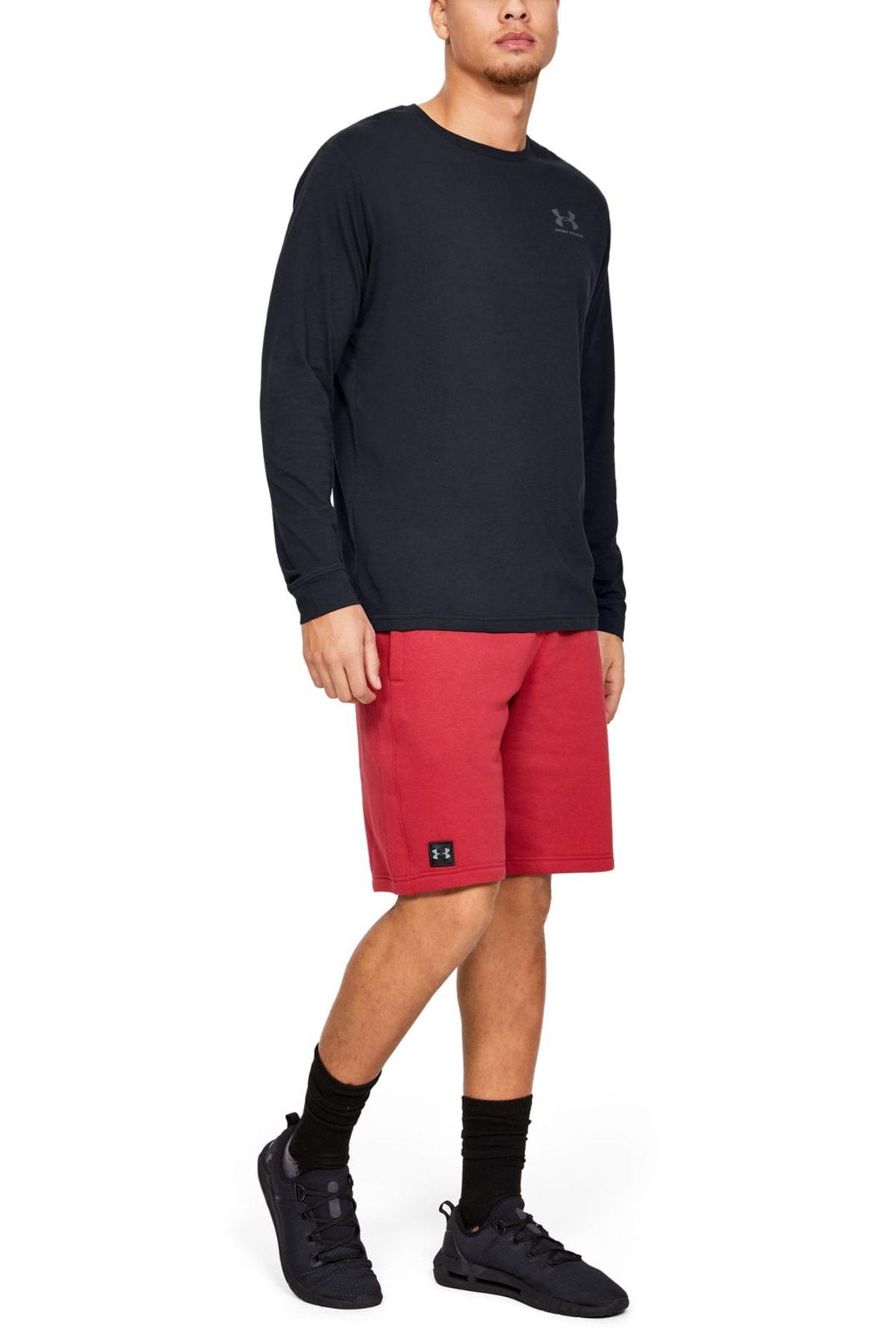 تی شرت ورزشی مشکی مردانه آستین بلند و در UA 1329585 001 Under Armour