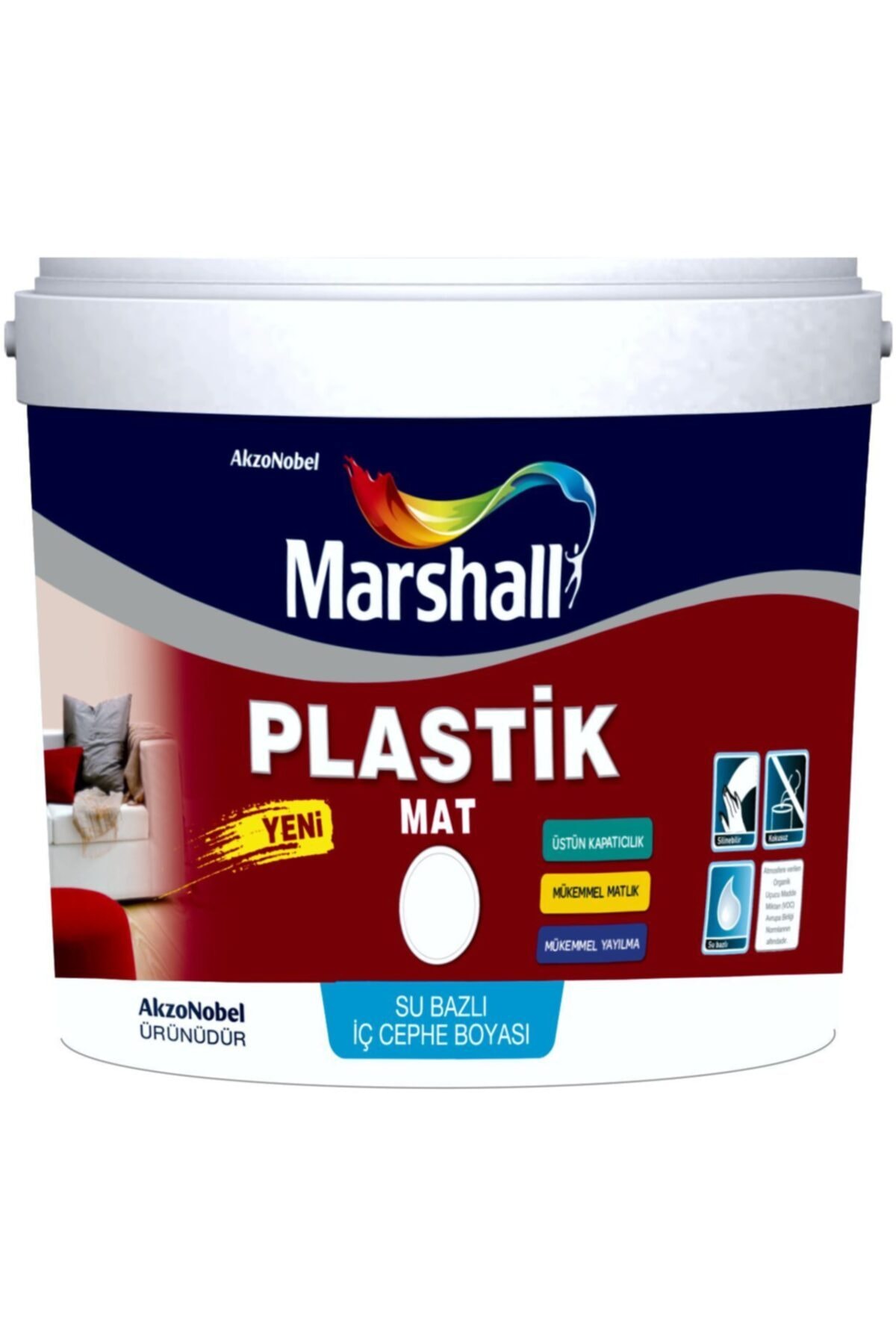 Marshall Plastik Mat Silinebilir Iç Cephe Boyası Beyaz 2,5 Lt (3,5 KG)