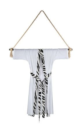 Cadız Zebra Şeritli Beyaz Keten Kimono CADIZ KİMONO