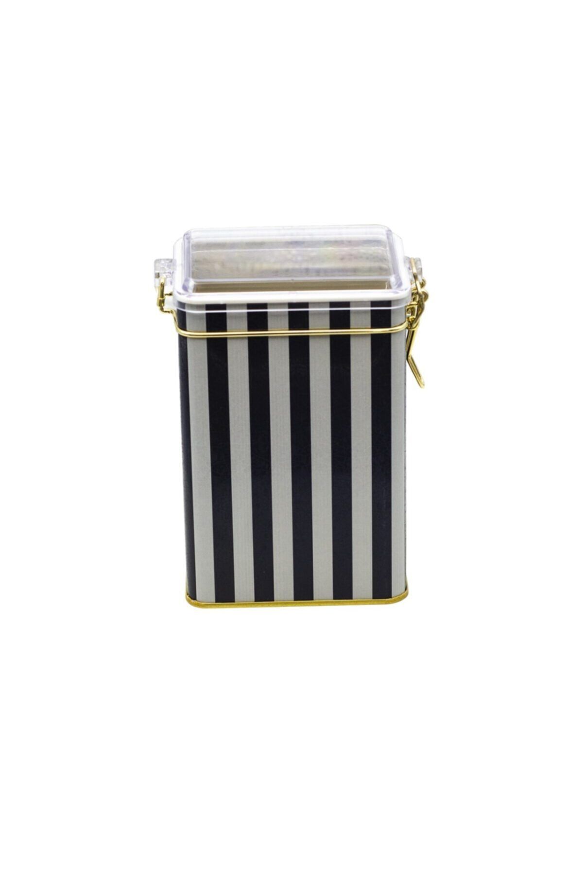 EVLE-Ef043-l8 Line Black (DİKEY) Patterned Rectangular Metal Storage Container 8x10 Cm 3