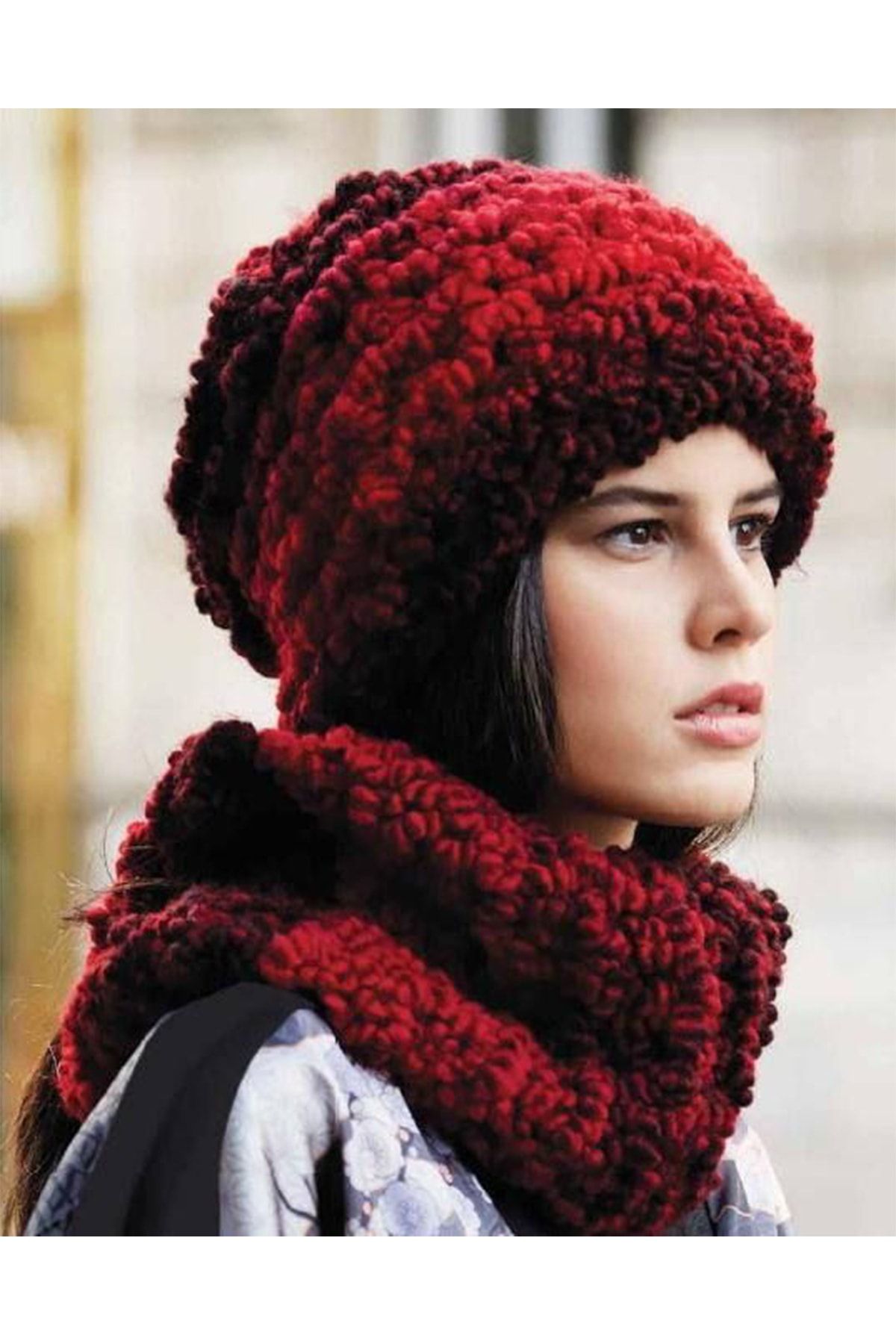 Шапка из букле спицами