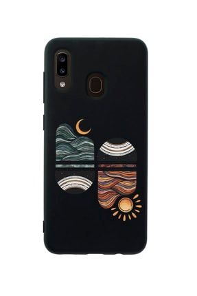 Samsung A20 Uyumlu Sunset Wave Premium Silikonlu Siyah Telefon Kılıfı MCSAMA20LSNSTW