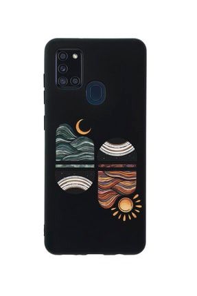 Samsung A21s Uyumlu Sunset Wave Premium Silikonlu Siyah Telefon Kılıfı MCSAMA21SLSNSTW