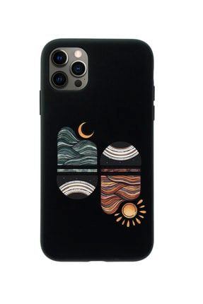 Iphone 12 Pro Max Uyumlu Sunset Wave Premium Silikonlu Siyah Telefon Kılıfı MCIPH12PMXLSNSTW