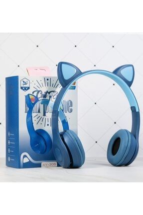 Mavi Kedili Bluetooth 5.0 Katlanabilir Işıklı Kulaklık XY-205 MAvi