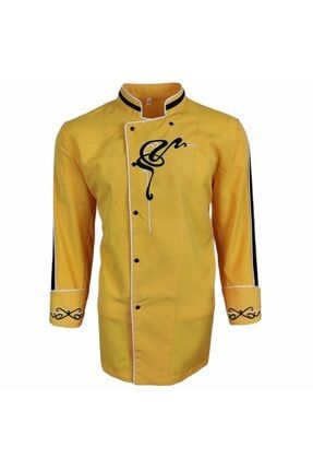 Nakışlı Sarı Siyah Biyeli Aşçı Ceket nak500