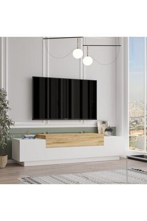 Lujo Tv Ünitesi Tv Sehpası 160cm Beyaz-Keçe