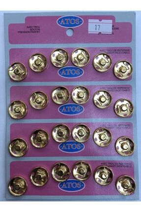 24 Adet Gold Renk Çıtçıt Düğme 17 No ATOSDG17